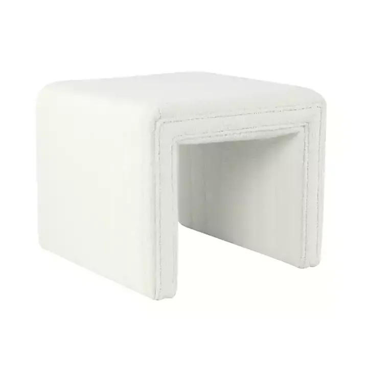 Cream Boucle Arch Ottoman