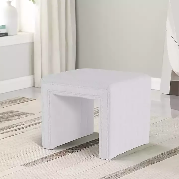 Cream Boucle Arch Ottoman