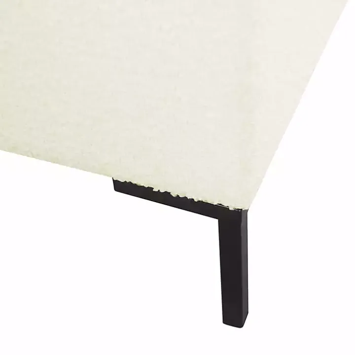 Cream Boucle Black Metal Storage Bench