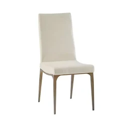 Cream Bronze Metal Base Dining Chairs, Set of 2
