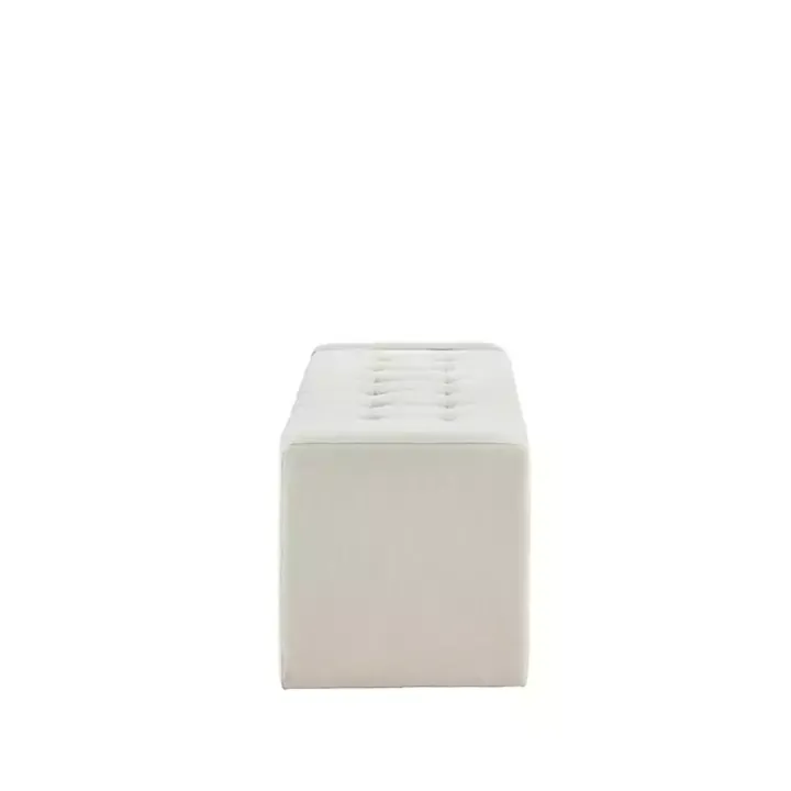 Cream Button Tufted Upholstered Storage Bench