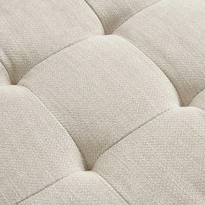 Cream Button Tufted Upholstered Storage Bench