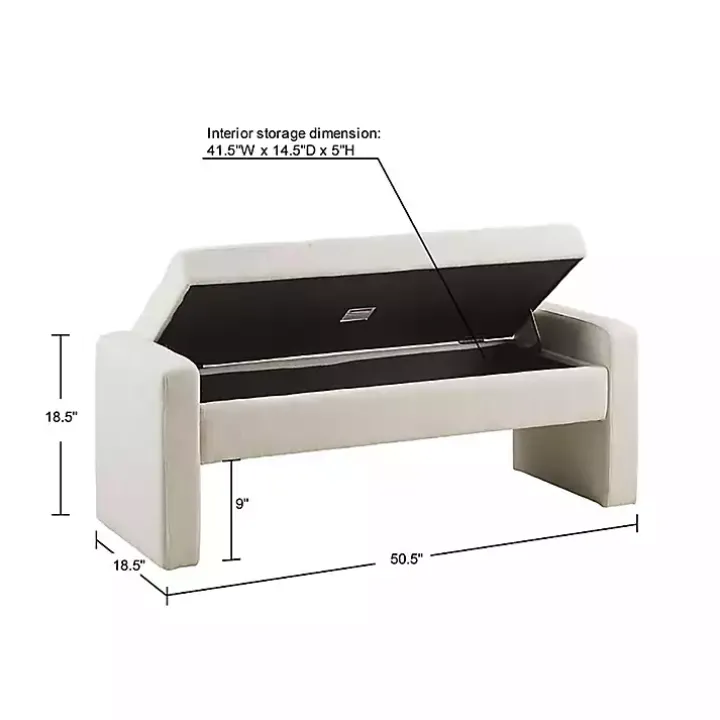 Cream Button Tufted Upholstered Storage Bench