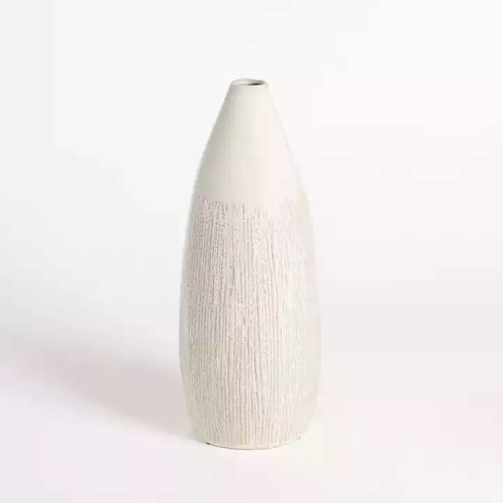 Cream Ceramic Luca Vase, 16 in.