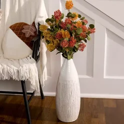 Cream Ceramic Luca Vase, 16 in.