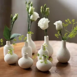 Cream Ceramic Pearl Mini Vases, Set of 3