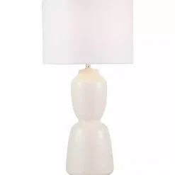 Cream Ceramic Rounded Hourglass Table Lamp