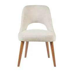 Cream Cut-Out Pecan Wood Dining Chairs, Set of 2