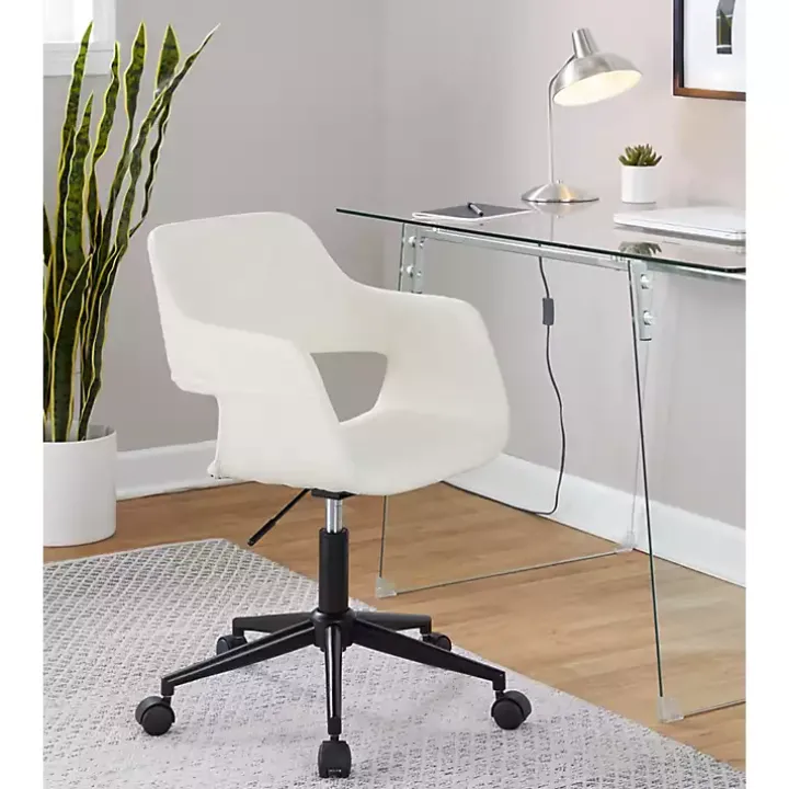 Cream Faux Leather & Black Marshall Office Chair
