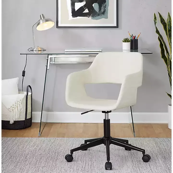 Cream Faux Leather & Black Marshall Office Chair