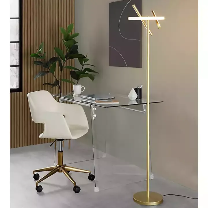 Cream Faux Leather & Gold Marshall Office Chair
