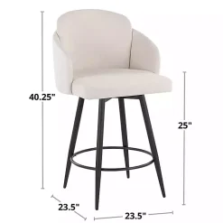Cream Faux Leather Swivel Counter Stools, Set of 2
