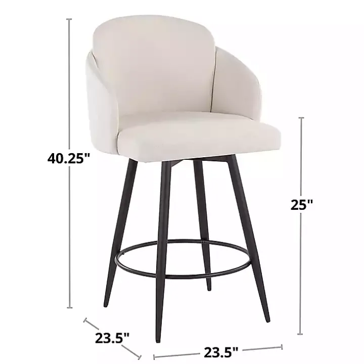 Cream Faux Leather Swivel Counter Stools, Set of 2