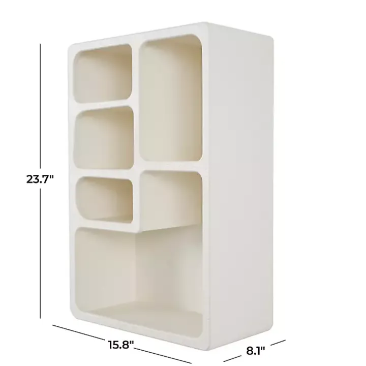 Cream Geometric 5-Section Wall Shelf