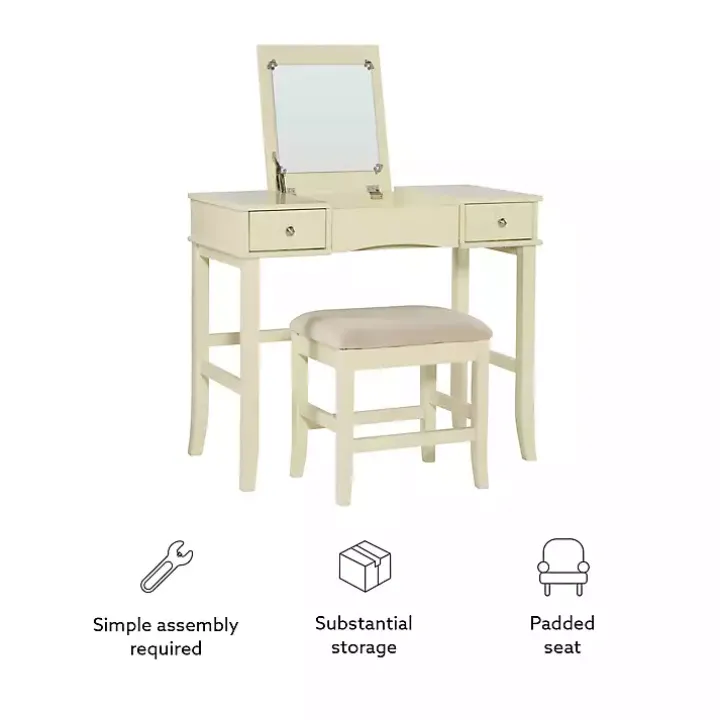 Cream Jennifer Flip-Top 2-pc. Vanity Set
