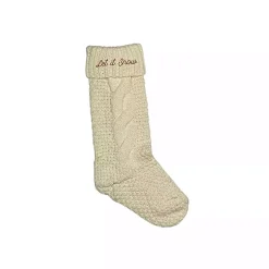 Cream Let It Snow Christmas Stocking