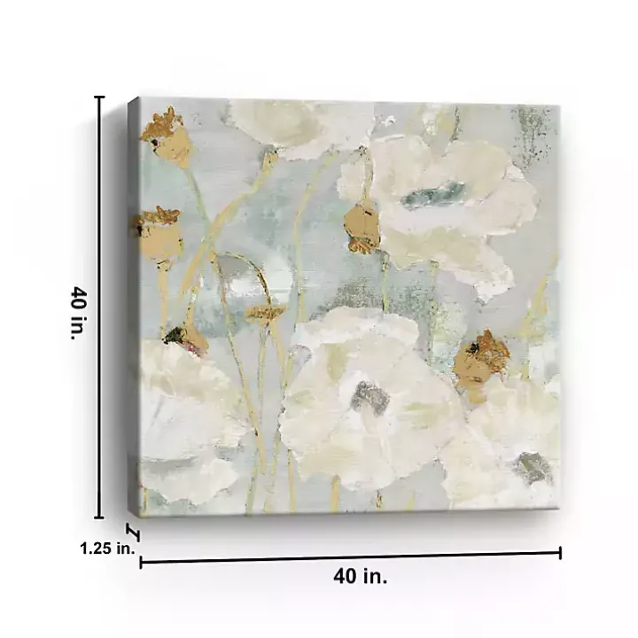 Cream Poppies in the Wind Giclee Canvas Art Print