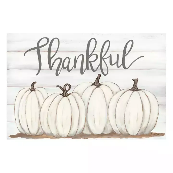 Cream Pumpkins Thankful Canvas Art Print