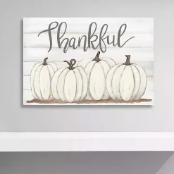 Cream Pumpkins Thankful Canvas Art Print