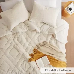 Cream Quilted Teddy 3-pc. King Comforter Set