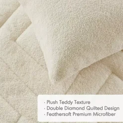 Cream Quilted Teddy 3-pc. King Comforter Set
