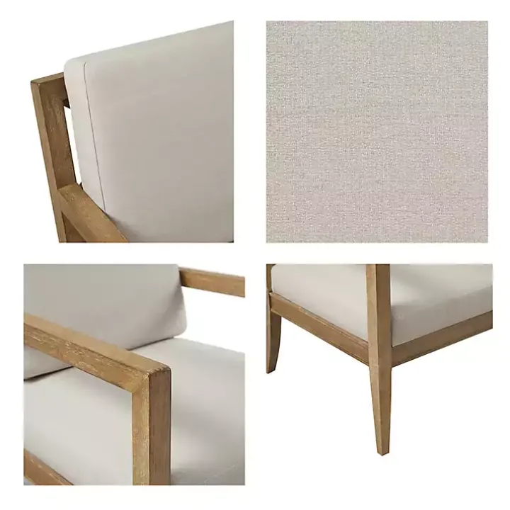 Cream Slatted Wood Accent Chair