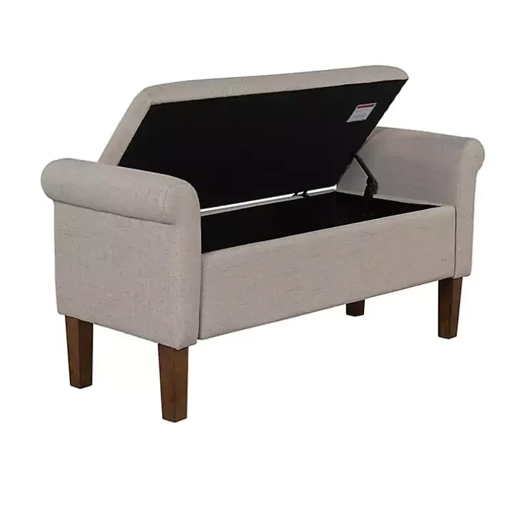 Cream Upholstered Aubrey Storage Bench