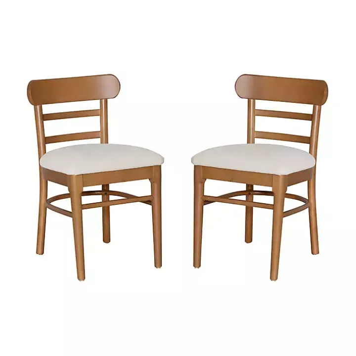 Cream Upholstered Wood Dining Chairs, Set of 2
