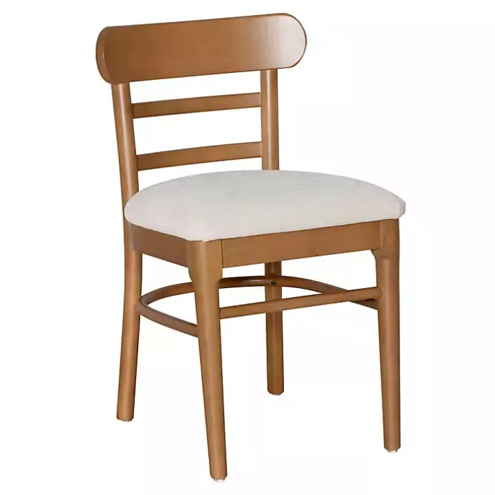 Cream Upholstered Wood Dining Chairs, Set of 2