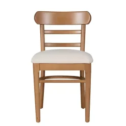 Cream Upholstered Wood Dining Chairs, Set of 2