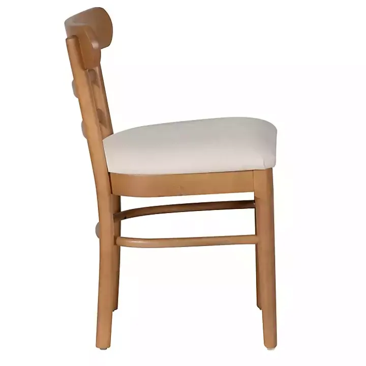 Cream Upholstered Wood Dining Chairs, Set of 2