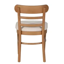 Cream Upholstered Wood Dining Chairs, Set of 2