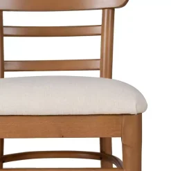 Cream Upholstered Wood Dining Chairs, Set of 2