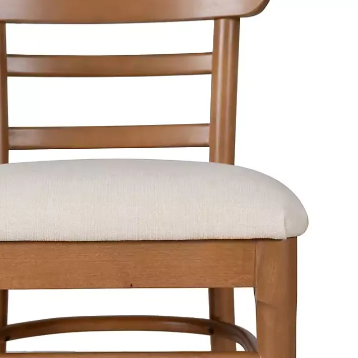 Cream Upholstered Wood Dining Chairs, Set of 2