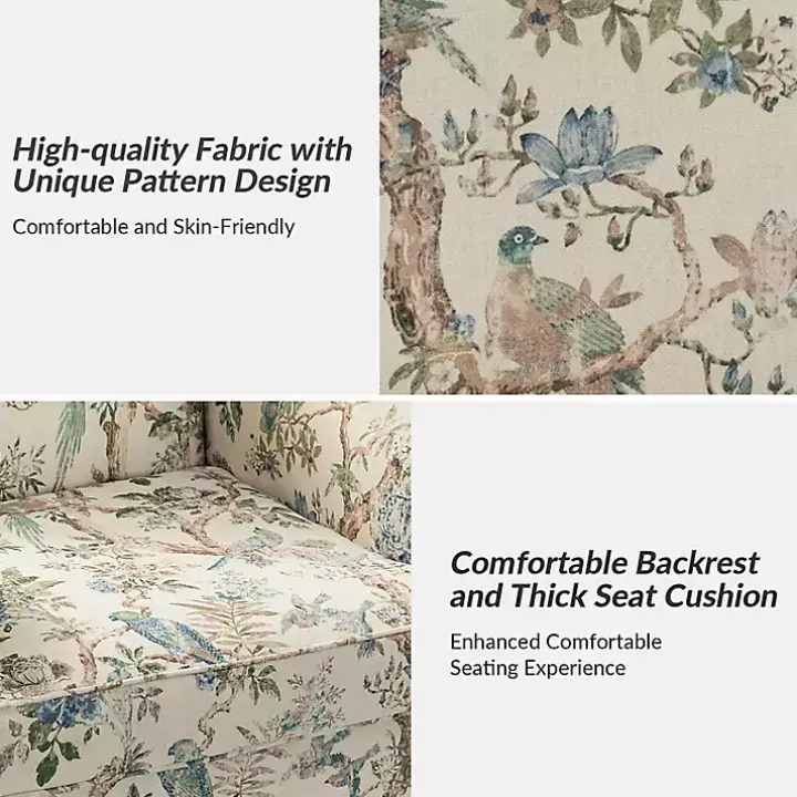 Cream Vintage Birds Traditional Accent Chair