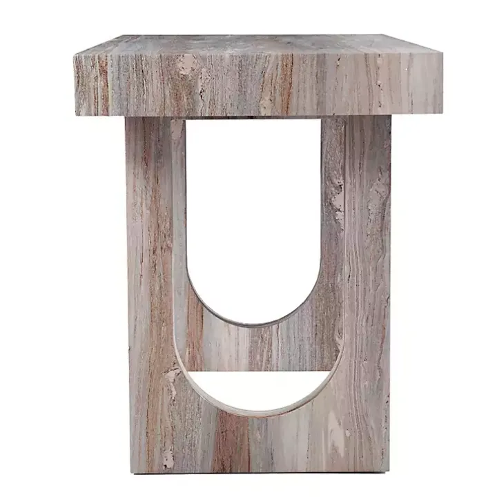 Cream Wood Faux Marble Desk