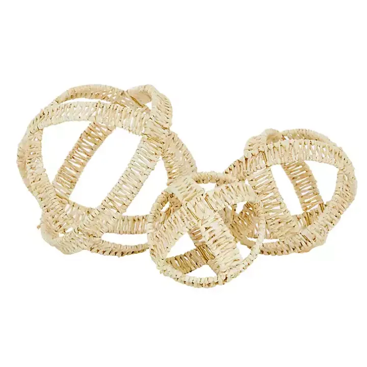 Cream Woven Decorative Orbs, Set of 3