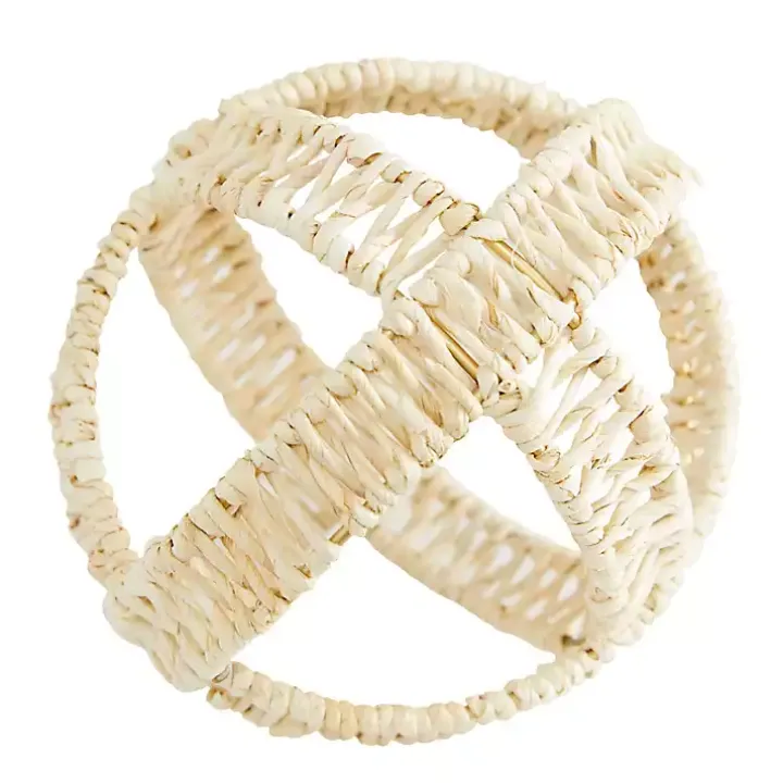 Cream Woven Decorative Orbs, Set of 3