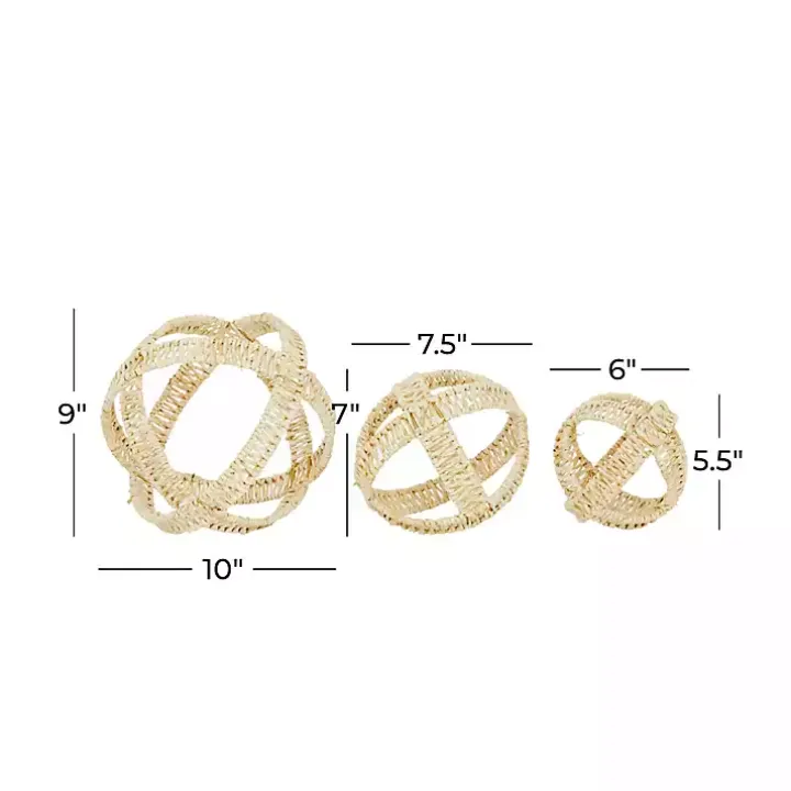 Cream Woven Decorative Orbs, Set of 3