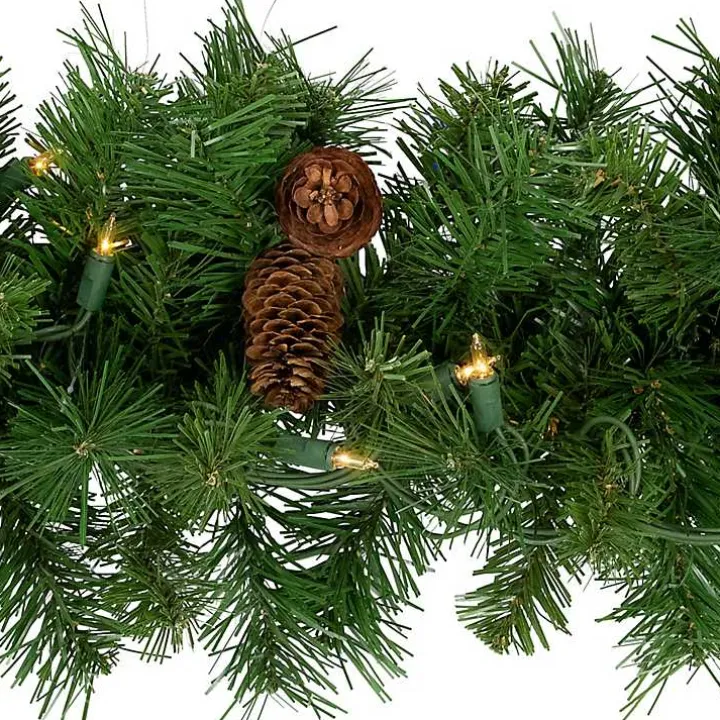 Dakota Pinecone Clear LED Lit Garland, 108 in.