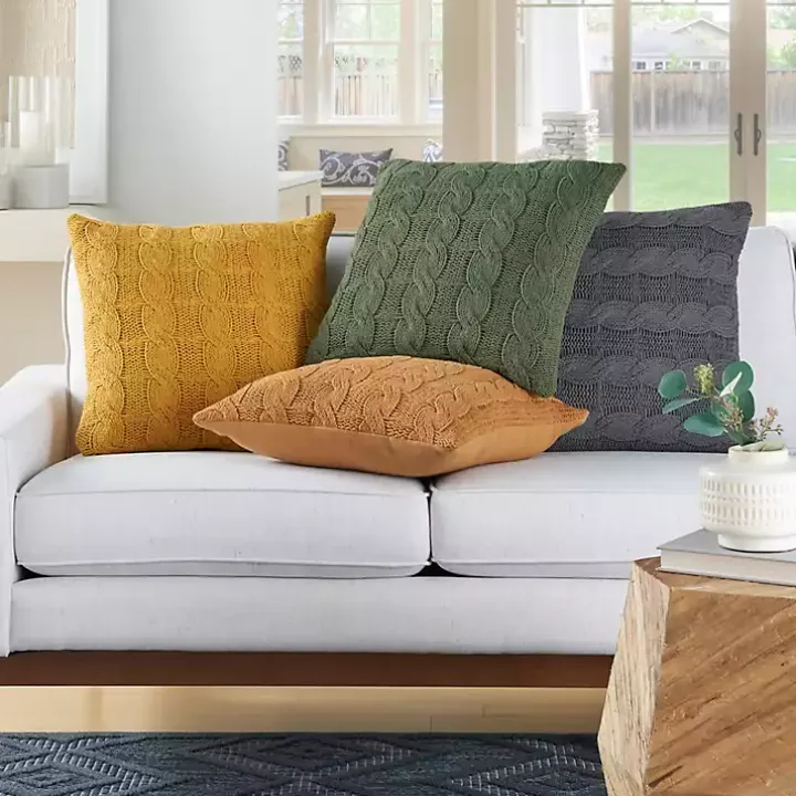 Dandelion Cable Knit Throw Pillows, Set of 2