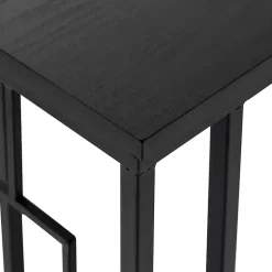 Dark Brown Metal C-Shaped Accent Table