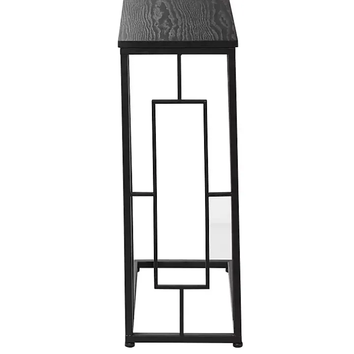 Dark Brown Metal C-Shaped Accent Table