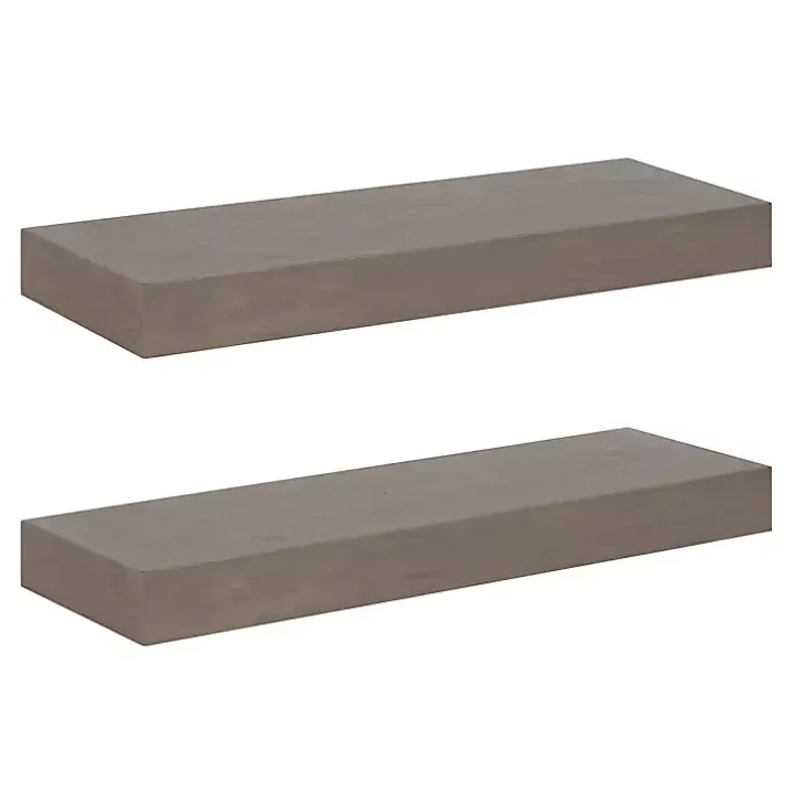 Dark Brown Wood Floating Shelves, Set of 2