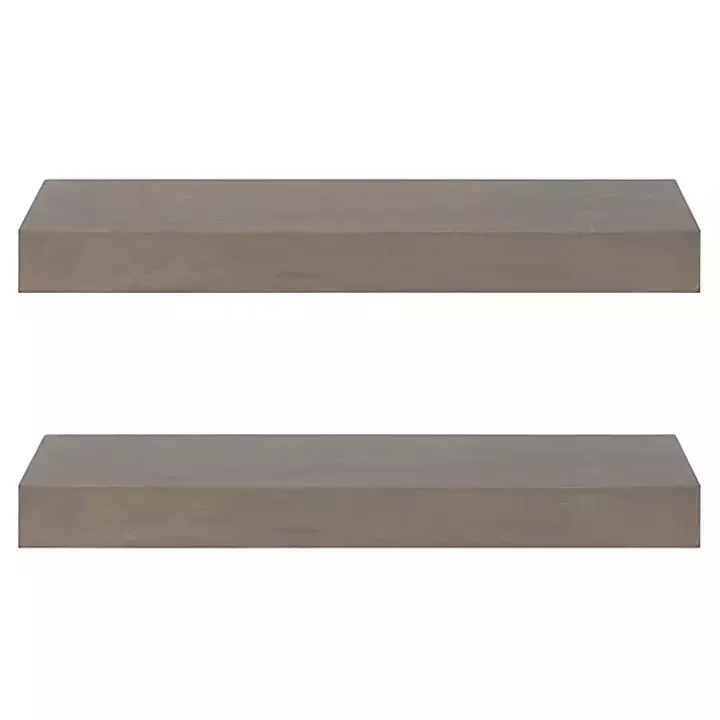 Dark Brown Wood Floating Shelves, Set of 2
