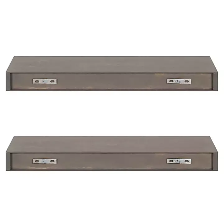Dark Brown Wood Floating Shelves, Set of 2