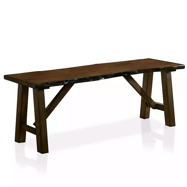 Dark Brown Wood Live Edge Bench