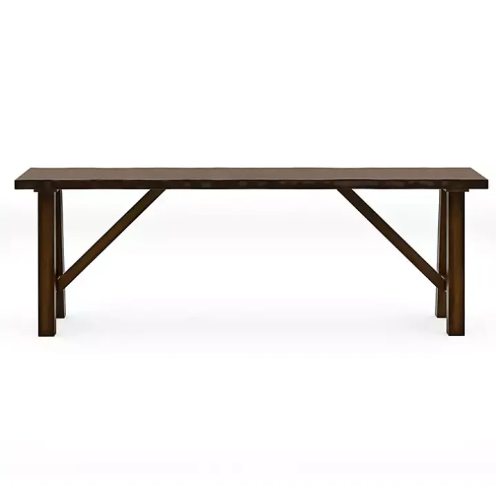 Dark Brown Wood Live Edge Bench