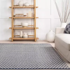 Dark Gray and Ivory Dainty Diamond Area Rug, 8x10