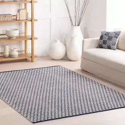 Dark Gray and Ivory Dainty Diamond Area Rug, 6x9